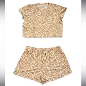 Power 2 The Flower 2 Piece Floral Print Pajama Set Soft Summer Lightweight